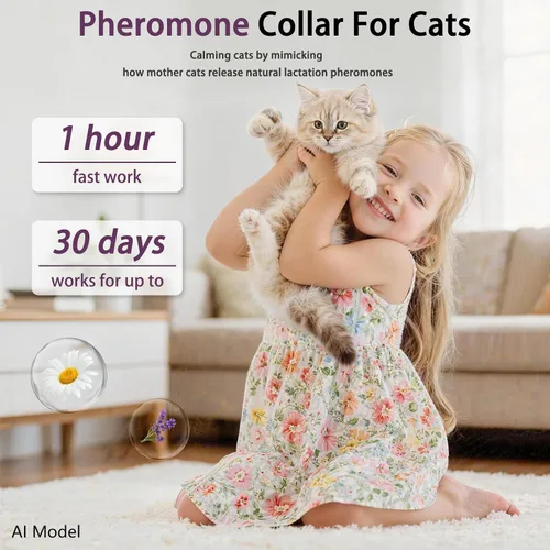 Miniatura 3 de Calming Collar for Cats, Pheromone Cat Calming Collar for Anxiety Relief & Stress, Adjustable Water Resistant Breakaway Calming Collars, Natural