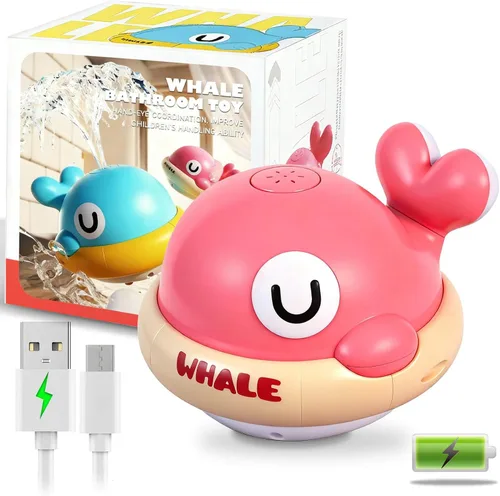 Juguetes de baño para bebés, juguetes de baño para niños de 1 a 3 años, juguetes de bañera recargables con rociador de ballenas iluminados, juguetes