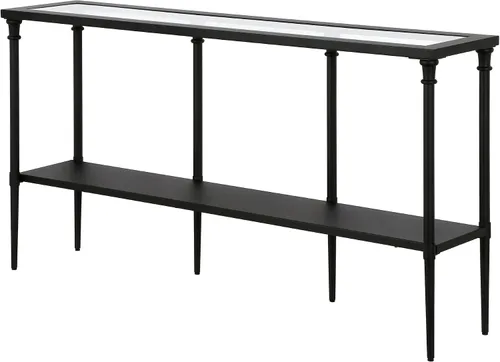 Miniatura 4 de Nellie - Mesa consola rectangular de 55 pulgadas de ancho con estante de metal en bronce ennegrecido