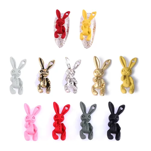 KWOLYKIM 20 dijes de conejo de calavera cruzada, dijes de uñas de conejo para uñas de limo, manualidades, álbumes de recortes, funda de teléfono,