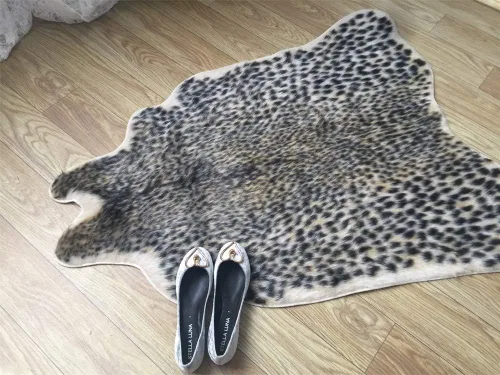 Miniatura 2 de Alfombra de piel sintética con estampado de leopardo, alfombra de piel de vaca para oficina, sala de estar, dormitorio, antideslizante, decoración