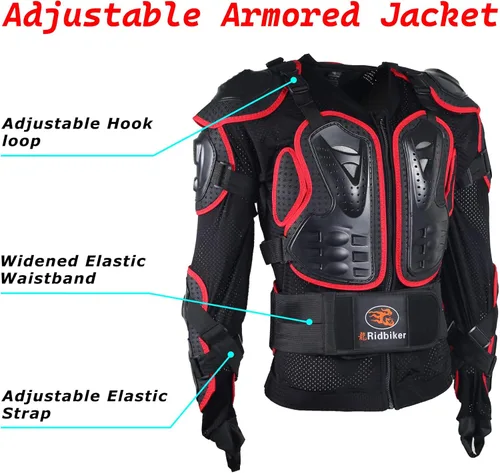 Miniatura 3 de RIDBIKER - Protector de blindaje desmontable, de cuerpo completo, para motocicleta, chaqueta de carreras, motocross, camisa protectora para pecho