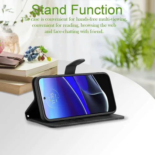 Miniatura 3 de Funda para teléfono Moto G Stylus 5G 2022, tarjetero de cuero, correa de muñeca, cierre magnético, a prueba de golpes, funda con tapa