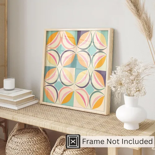 Miniatura 3 de Ethan Taylor Abstract Wall Art Prints Unframed Square Posters 'Retro 70s Hippie Pattern III' Retro Home Décor for Living Room, Bedroom, Office, 16