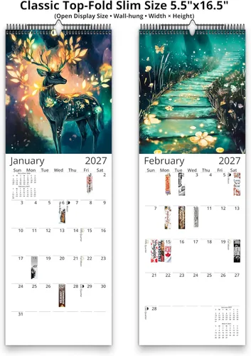 Miniatura 2 de Calendario de pared de crepúsculo místico 2026 - Paisajes de ensueño encantadores con vacaciones
