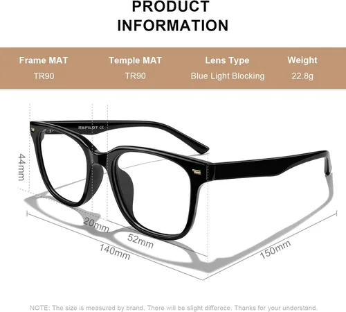 Miniatura 6 de RB. Pilot - Lentes de lectura con bloqueo de luz azul para hombres y mujeres, antirreflejantes, para computadora y lectura de libros