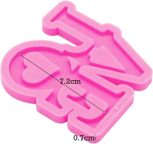 Miniatura 6 de Molde de silicona brillante con forma de corazón y letras de corazón, molde de silicona para fundición de resina, fabricación de joyas, moldes