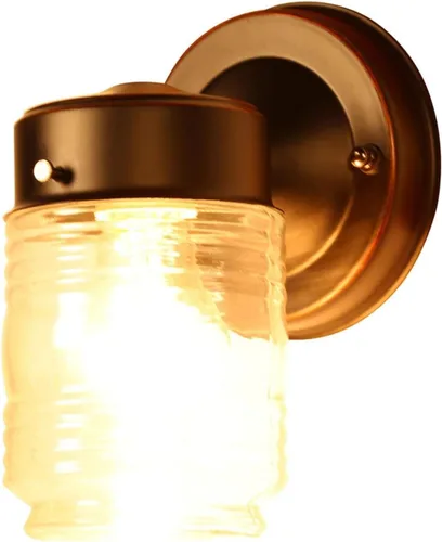 Miniatura 6 de Design House 587311 Tarro de gelatina clásico (2 luces) para interiores y exteriores con vidrio acanalado transparente para entrada, porche, patio