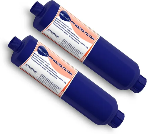 WELLUCK Filtro de agua en línea para autocaravana que reduce el cloro y el olor, 2 paquetes de accesorios de filtro de manguera de agua para camping