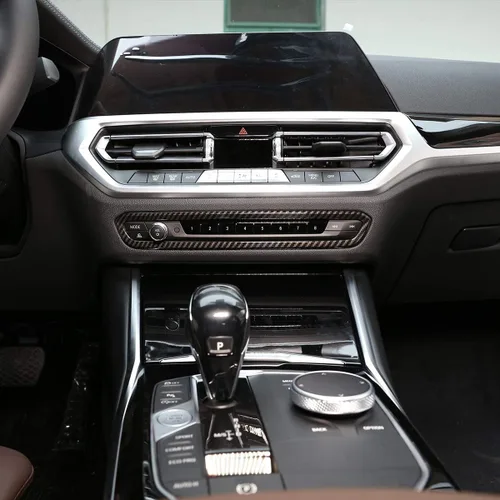 Miniatura 6 de ABS Material de la consola central del coche Ajuste del volumen Marco para BMW Serie 3 G20 G28 2019 2020 (grano de madera negro)