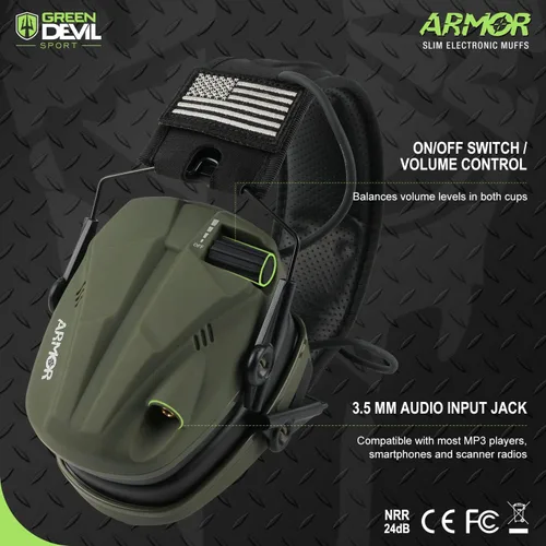 Miniatura 3 de GREEN DEVIL Disparo Protección auditiva Reducción de ruido electrónico Protección auditiva Orejeras Auriculares para pistola de caza