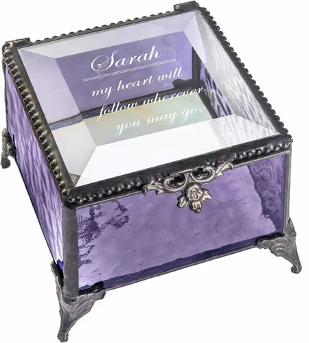 Miniatura 7 de Caja de cristal púrpura personalizada vitrina decorativa de almacenamiento, organizador de joyas, regalo de recuerdo para amigas, hijas, hermanas
