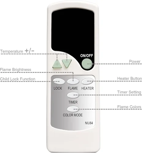 Miniatura 3 de Mando a Distancia de Repuesto para Calentador de Chimenea Eléctrico Homedex HDX-14001 HDX14063 COZE42 COZE52 3D