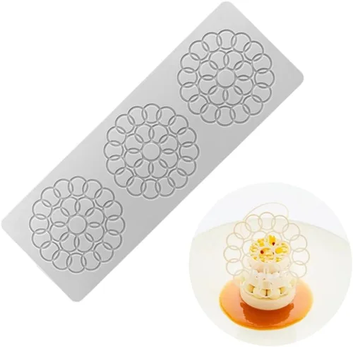Miniatura 18 de TUKE Molde de silicona 3D para ramas de tuile de fondant para hornear, arcilla polimérica, manualidades de azúcar - Diseño de encaje de caramelo