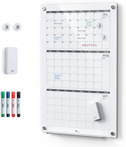 Miniatura 10 de TOWON Pizarra blanca de cristal de 6 x 4 pies, pizarra blanca magnética negra de borrado en seco de 72 x 48 pulgadas, pizarra de borrado en seco