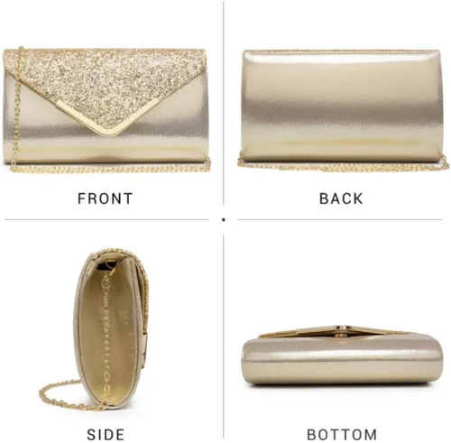 Miniatura 3 de Dasein Bolsos de noche para mujer, bolsos de mano formales para bodas, fiestas, bailes, bolsos con correa para el hombro y solapa con purpurina