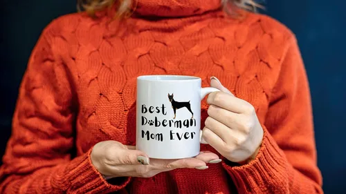 Miniatura 2 de Best Doberman Mom Ever - Taza de cerámica de 11 onzas, divertida taza de café Doberman, regalos para amantes de los perros, madres doberman, mujeres