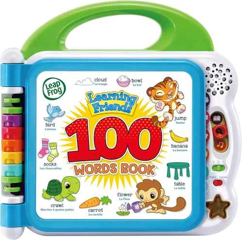 Leapfrog 601503 Learning Friends - Libro de 100 palabras para bebé, educativo e interactivo, libro de jugadas bilingüe para niños y niñas de 1, 2,