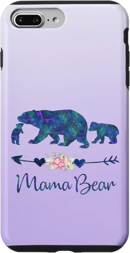 Miniatura 12 de Teal Blue Purple Floral Mama Bear and Two Cubs Silver Purple Case for iPhone 17