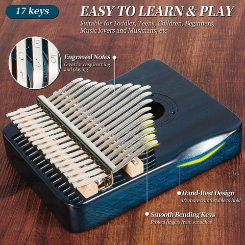 Miniatura 3 de Kalimba - Piano de pulgar con 17 teclas, color azul