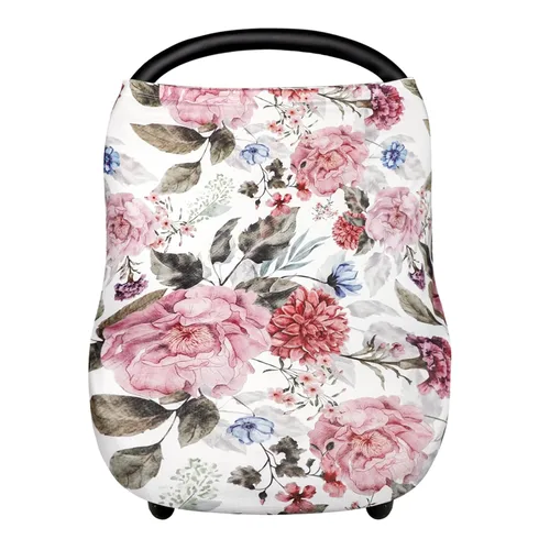 Miniatura 15 de Funda elástica para silla de auto infantil con suave gorro de bebé a juego, pañuelo de lactancia versátil, multiuso, para cochecito y silla alta