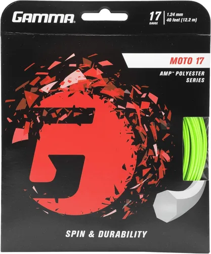 Miniatura 4 de GAMMA Cuerda de raqueta de tenis para moto, poliéster, forma heptagonal que ofrece el máximo mordedura de bola, giro, potencia y control