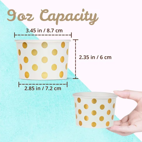Miniatura 4 de MATICAN Vasos de papel para helado, 100 cuencos desechables de postre de 9 onzas para alimentos calientes o fríos, suministros de fiesta de 9 onzas