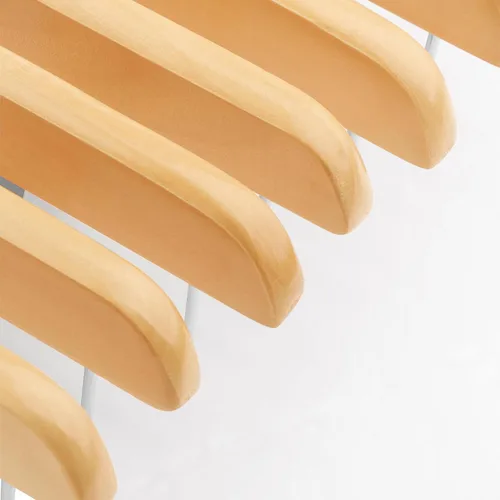 Miniatura 8 de SONGMICS Perchas de Madera para Pantalones, Paquete de 8 Perchas para Pantalones con Clips de Metal Ajustables Antioxidantes, Gancho Giratorio
