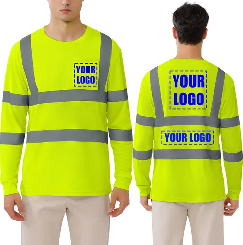 Miniatura 11 de BeautyWill Camisa de seguridad con logotipo personalizado Hi Vis Class2 Camisa reflectante de alta visibilidad con bolsillo Camisa de trabajo