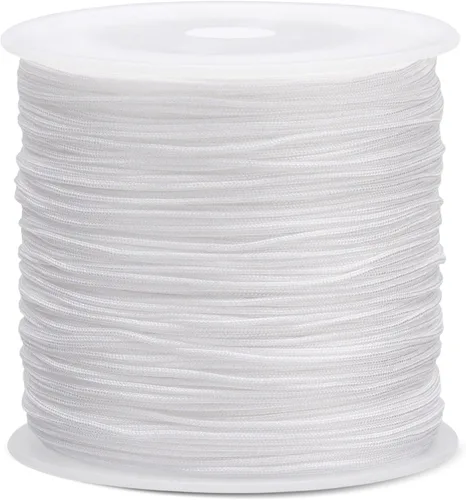 Cordón de nailon blanco de 110 yardas de 0.031 in, cuerda de campanilla de viento para hacer pulseras, collares, joyas, cuerda de nailon satinado