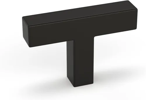 Miniatura 25 de LONTAN Paquete de 4 Pomos Negros para Gabinetes y Cajones Pomos de Gabinete de Cocina para Tocador Baño Moderno Herrajes Negros de Barra en T