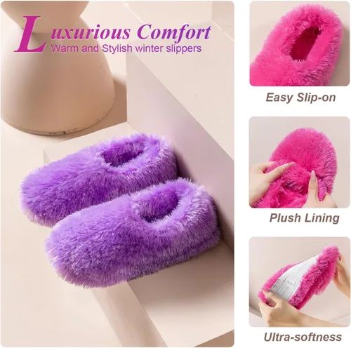Miniatura 3 de Onmygogo Pantuflas peludas de invierno para mujer