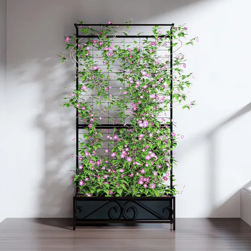 Miniatura 6 de Zhongma Macetero de metal con enrejado elevado con enrejado para plantas trepadoras de vid y flores (12.8 x 35.43 x 74 pulgadas), pantalla