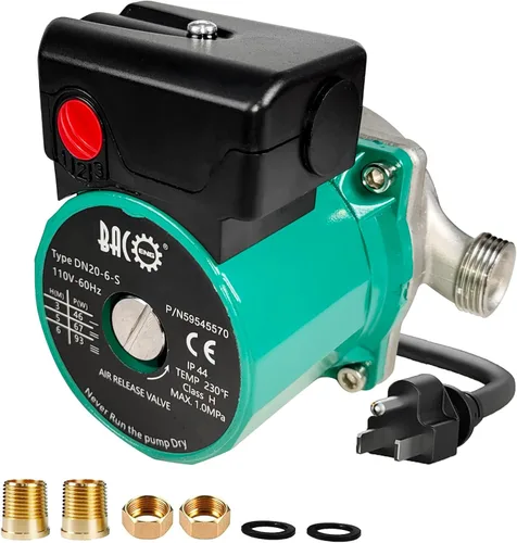 BACOENG Bomba de recirculación de agua caliente, 3/4 "NPT 110V Bomba de circulación automática con cabezal de acero inoxidable para calentador solar