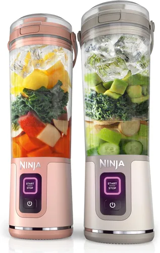 Ninja BC155PS Blast - Licuadora portátil de dos unidades, inalámbrica, recipiente de 18 onzas, licuadora personal para batidos y smoothies, sin BPA,