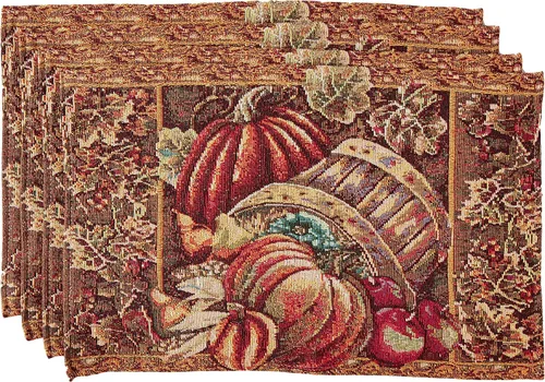 Miniatura 7 de Tapiz de lino violeta para cosecha de otoño, Acción de Gracias, hojas de otoño, girasoles, frutas, calabazas, tapiz tejido de algodón de poliéster