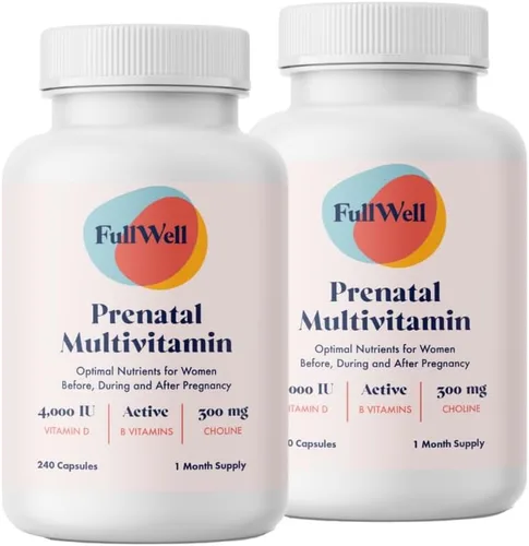 Miniatura 10 de FullWell Vitaminas Prenatales Colina, ácido fólico, Vitamina D para el crecimiento fetal, desarrollo cerebral 26+ nutrientes vitales