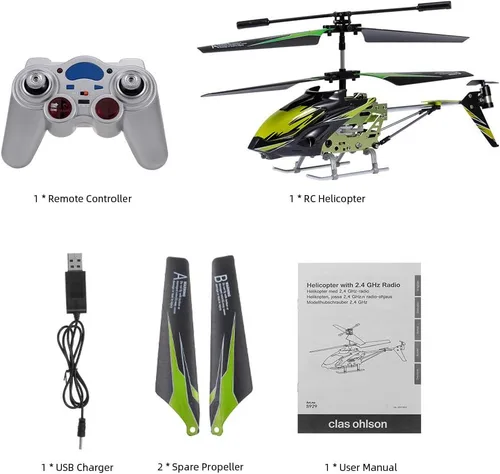 Miniatura 9 de GoolRC Helicóptero a control remoto con giroscopio y luz, S929-A 3.5 canales Mini helicóptero para principiantes (verde)