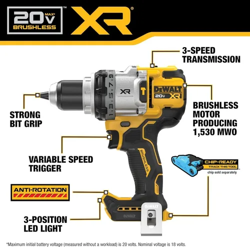 Miniatura 4 de DEWALT 20V MAX XR Brushless Hammer Drill 1/2 In. and High Torque 1/4 Impact Driver Combo with 2 x 4 Ah Batteries and 4 Amp Charger (DCK2112QQ2)