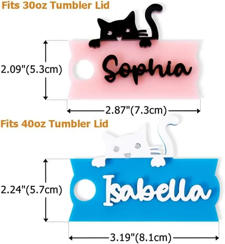 Miniatura 6 de callie Placa de nombre personalizada de gato para taza Stanley de 30 onzas, 40 onzas, etiqueta de nombre personalizada para tapa de vaso Stanley