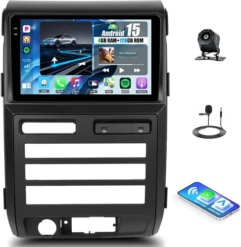 Miniatura 10 de 4+64G Android 15 Estéreo de coche para Ford F150 2009-2012 con Carplay inalámbrico Android Auto, 9 pulgadas 1280 * 720P IPS pantalla táctil