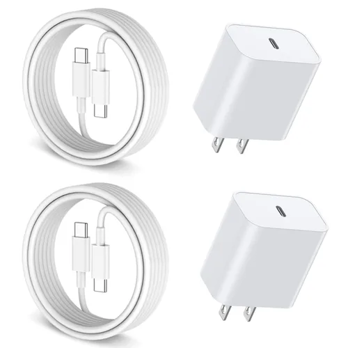Miniatura 10 de Cargador de carga rápida para iPhone 17 16 15, paquete de 2 unidades, 20 W, USB C, cargador de pared de viaje, bloque de enchufe, cable de carga