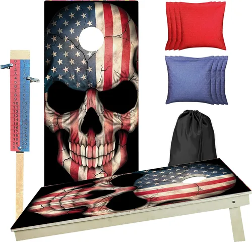 Miniatura 19 de BackYardGamesUSA Juego de tablas de cornhole de madera prémium hechas a mano – Serie Calavera – Hecho a mano en Estados Unidos, tamaño reglamentario