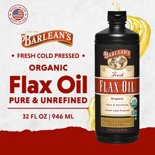 Miniatura 3 de Barlean's Suplemento líquido de aceite de linaza orgánico, prensado en frío, 7,640 mg de ALA Omega-3 por cucharada, vegano y sin gluten, 32 onzas