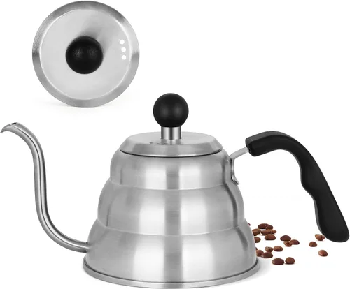 Miniatura 10 de Hervidor de Vertido para Café de Goteo Manual y Té con Termómetro 28oz Hervidor de Cuello de Cisne con Control de Flujo Hervidor de Agua de Acero