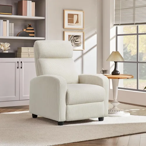Miniatura 2 de Yaheetech Silla reclinable de pana para sofá individual, asiento de cine en casa, silla reclinable moderna ajustable para sala de estar, dormitorio