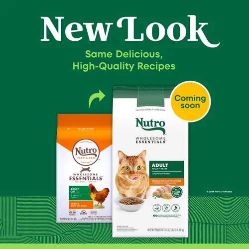 Miniatura 3 de Nutro Wholesome Essentials Alimento seco para gatos adultos, receta de pollo y arroz integral, bolsa de 3 libras