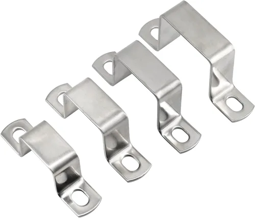 Miniatura 4 de (5 Pieces) M95x45mm Square Tube Bracket 304 Stainless Steel U Shape Metal Bracket Pipe Hanger Strap Hose Clamp With Screws