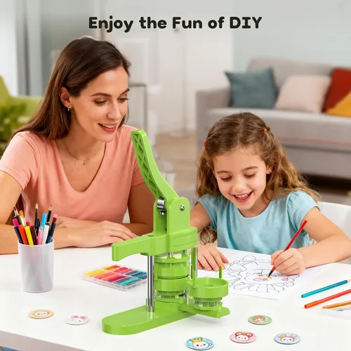 Miniatura 5 de Aiment Máquina para hacer botones de varios tamaños, 200 unidades, fabricante de insignias de 1.25 + 2.25 pulgadas para niños, máquina de prensa