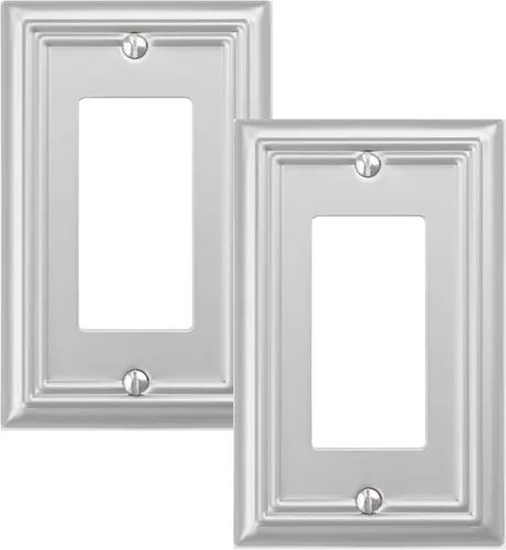 Miniatura 14 de OKAWYC Adler - Placa de pared metálica para interruptor de luz de palanca individual, paquete de 4 unidades de níquel cepillado de 1 banda, cubierta